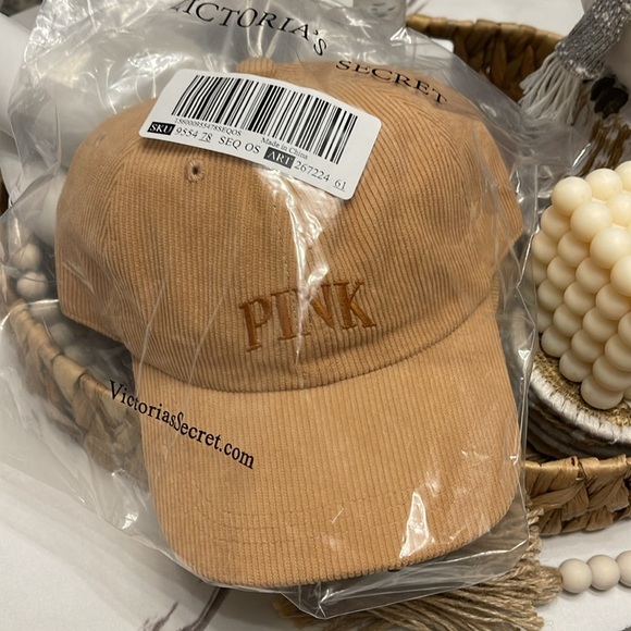 PINK VICTORIA SECRET Corduroy Baseball Hat In Golden - Picture 7 of 8